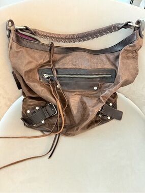 Tano Brown Slouchy Leather Shoulder Bag